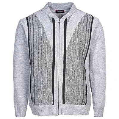 Image of Men Knitted Cardigan Jumper Zip Front Round Neck Long Sleeve Sweater with 2 Pockets L, LT Grey