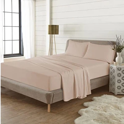 Image of 100% Brushed Cotton Flannelette Thermal Fitted Sheets Super Soft Warm Cosy Luxury Plain Sheet (Latte, Single)