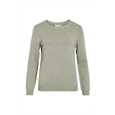 Image of VILA Viril Oneck LS Jumper, Women&#039;s, Size: Small, Oil green