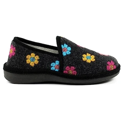 Image of Lunar Ladies Sepal Black Slippers Cozy Soft Textile Upper Cushioned Insole Non Slip Rubber Sole Machine Washable Comfortable House Shoes 5