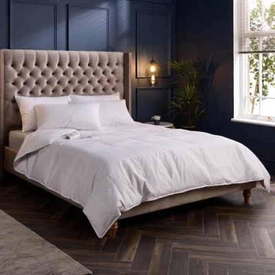 Image of Snuggledown Hungarian Goose Down Double Duvet 10.5 Tog All Year Round Premium Quilt Ideal for Summer &amp; Winter Soft Jacquard Cotton Cover, Hypoallergenic, Machine Washable, Size (200cm x 200cm)