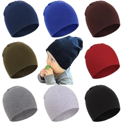 Image of DRESHOW 8 Pieces Baby Beanie Newborn Toddler Soft Cute Knit Hat Hospital Hats for Boys Infant Cap Beanies