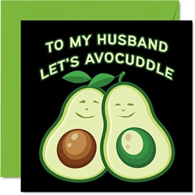 Image of Funny Anniversary Cards for Husband Let&#039;s Avocuddle Joke Happy Birthday Card from Wife Partner, Gifts, 145mm x Valentines Greeting