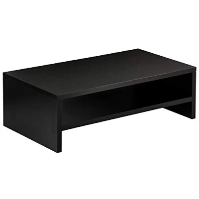 Image of FITUEYES Monitor Stand 2 Tiers Computer Riser,42.5cm Wood Desktop for Laptop Screen Riser, with Storage Shelf, Office Supplies, Desk Organizer, Black