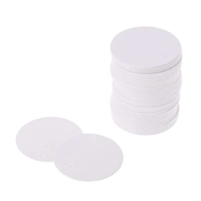 Image of ZIRAN Hang Tags, 100Pcs Blank Kraft Paper Round Label Cards for Wedding Party Favor, Price Gift Card, 4Cm White