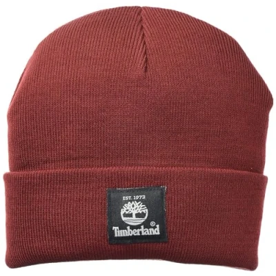 Image of Timberland Unisex&#039;s Short Watch Cap with Woven Label Cold Weather Hat, Syrah, One Size