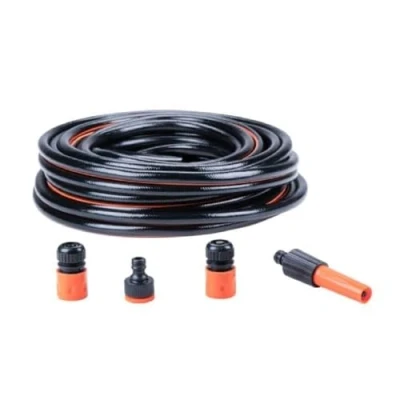 Image of Black+Decker 8711252234328 Garden Hose 20 m with Couplings Set of 5, Black Orange