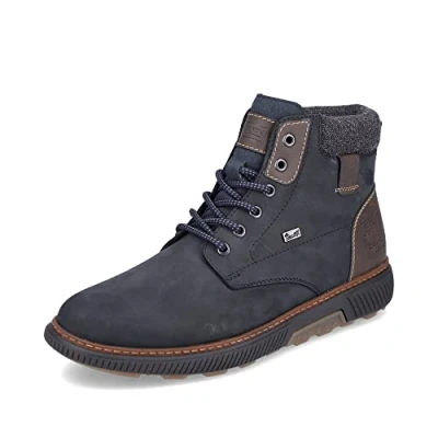 Image of Rieker Men Ankle Boots B3343, Men&#039;s Lace up Boot,Removable Insole,Water Repellent,riekerTEX,Chukka Boot,Blue (Blau Kombi / 15),45 EU 10.5 UK