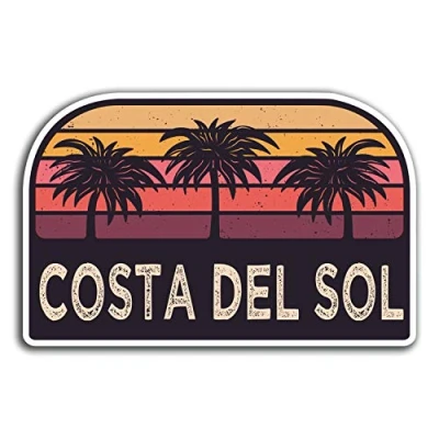 Image of 2 x 10cm Costa Del Sol Sun Vinyl Stickers Travel Sticker Laptop Luggage #23726 (10cm Wide)