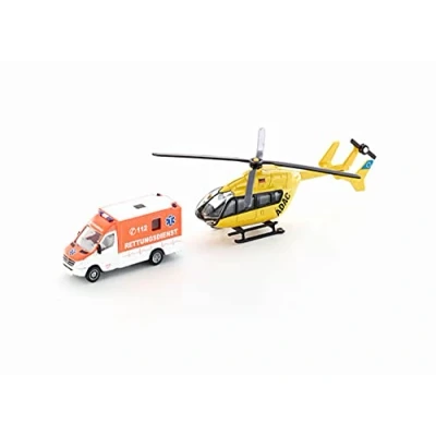 Image of siku 1850, Rescue vehicle set, 1:87, Metal/Plastic, Multicolour, Rubber tyres, Rotating rotors