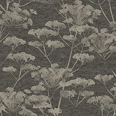 Image of Boutique Black &amp; Gold Serene Seedhead Floral Wallpaper