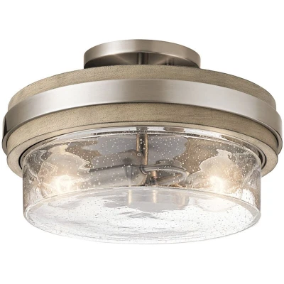 Image of Kichler Grand Bank 2 Light Semi Flush Mount Antique Grey