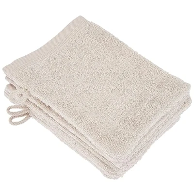 Image of De Witte Lietaer Contessa Luxe Set of 6 Cotton Washcloths, Sand Beige 16 x 22 cm