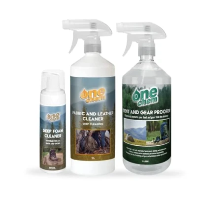 Image of One Chem Deep Foam Cleaner 200 ml, Tent and Gear Waterproofer 1 Litre, Fabric Leather Spray Litre