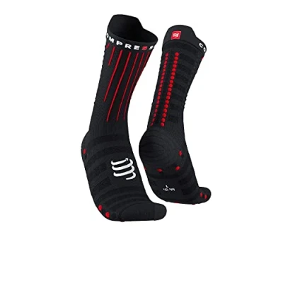 Image of COMPRESSPORT Aero Socks, Black/Red, 42 44 Unisex Adult