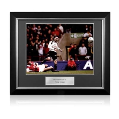 Image of Exclusive Memorabilia Ryan Giggs Signed Manchester United Football Photo: Semi Final Goal. Deluxe Frame