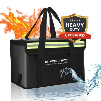 Image of Safe TECH Fireproof Lipo Bag for Lithium Battery Storage and Charging, Waterproof Explosionproof with Double Zipper Upgraded