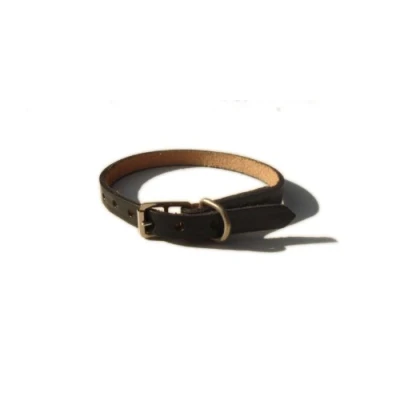 Image of Bridle Leather Dog Collar (Black, 12&quot; x 3/8&quot; (inches))