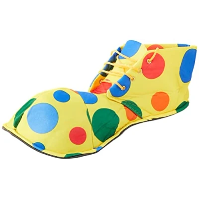Image of Shatchi Clown Shoes Covers Oversized Circus Yellow Polka Dot Fancy Dress Costume Accessories Book Day, Multi