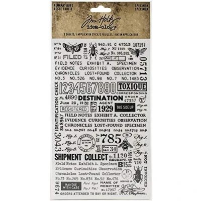 Image of Tim Holtz IDEA Ology REMNANT RUBS OL 2 Sheets, Specimen, One Size