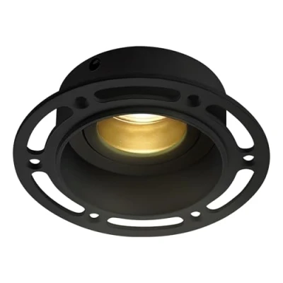 Image of Horizon Matt Black Round Trimless Plaster in GU10 LED Anti Glare Low Profile Die Cast Tilt Rotate Ceiling Downlight Spotlight