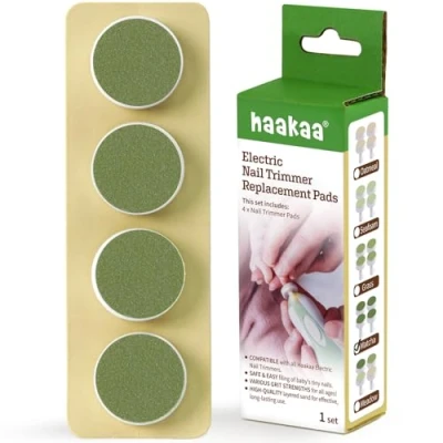 Image of haakaa Electric Nail Trimmer Replacement Pads Baby Heads Compatible with All Trimmers, Suitable for 12+Months, Matcha