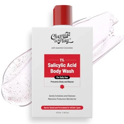 Image of Chemist at Play 1% Salicylic Acid Body Wash 473ml Paraben &amp; SLS Free Gentle Exfoliating Shower Gel Prevents Acne, Bumpy Skin Deep Cleanses For Men Women