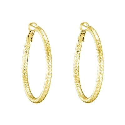 Image of Philip Jones Gold Plated 40mm Diamond Cut Hoop Earrings