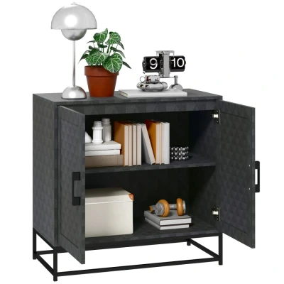Image of HOMCOM Modern Sideboard, Freestanding Sideboard Storage Cabinet with Adjustable Shelf and 2 Doors for Kitchen, Living Room, Black