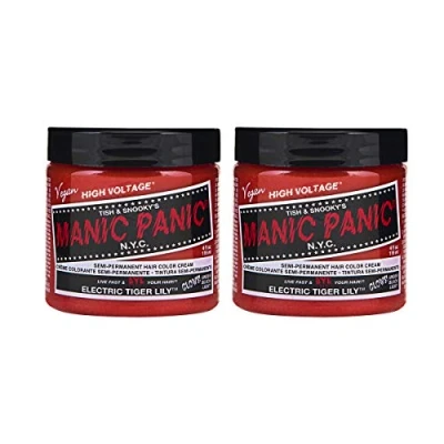 Image of Manic Panic Electric Tiger Lily Classic Creme, Vegan, Cruelty Free, Orange Semi Permanent Hair Dye 2 x 118ml