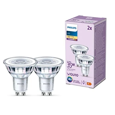 Image of PHILIPS LED Classic Spot Light Bulb 2 Pack [Warm White 2700K GU10] 35W, Non Dimmable. for Home Indoor Lighting