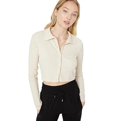 Image of Trendyol Women Regular fit Basic Shirt Collar Knitted Blouse Stone