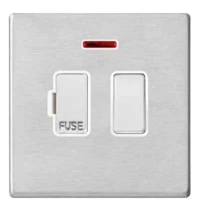 Image of Hamilton Hartland G2 Satin Stainless 1 Gang 13A DP Switched Fused Spur with Neon and White Insert