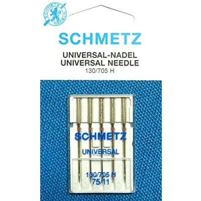 Image of 5 Schmetz Universal Sewing Machines Needles HAx1 (Flat Bottom) 130/705 H Thickness 75/11