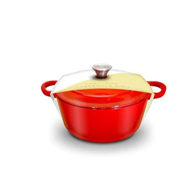 Image of Silk Route Casserole Dish Cast Iron Enamelled with Lid 3 Litre Capacity (3L / 101 FL.OZ) (Red)