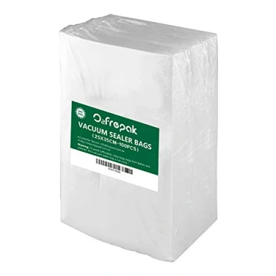 Image of O2frepak 100 Count 25X35cm Textured Vacuum Sealer Bags for Food,BPA Free and Heavy Duty Embossed Seal Food Bags,Great Sous Vide Vaccume PreCut Bag
