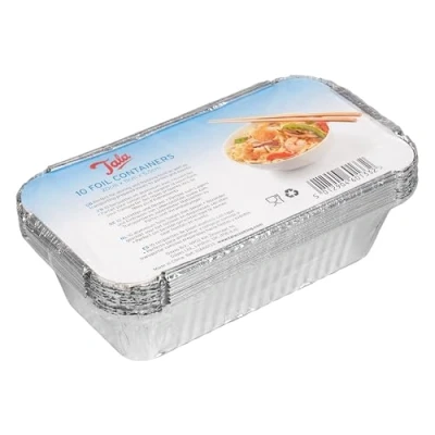 Image of Tala 10A60133 Heavy Duty Foil Containers with Lids, Silver, 20cm x 11cm 5.5cm