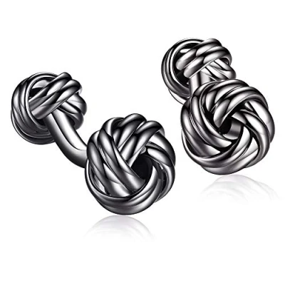 Image of HONEY BEAR Knot Cufflinks with Ball Foot for Men&#039;s Shirt Wedding Business Gun Black
