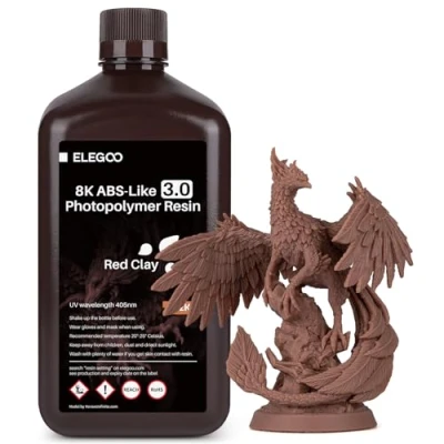 Image of ELEGOO ABS Like Resin 3.0 8K Resin, 405nm UV Curing 3D Printer with Higher Precision and lower Shrinkage, Enhanced Strength Toughness Photopolymer for LCD Red Clay 2KG