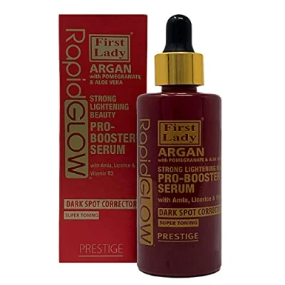 Image of First Lady Rapid Glow Argan with Pomegranate &amp; Aloe Vera Strong Skin Lightening Beauty Pro Booster Serum 60ml Amla, Licorice Vitamin B3 dark spot remover for face