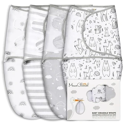 Image of Mama Cheetah Baby Swaddle Sack 3 6 Month, Organic Cotton Sleep Sack, Infant Blanket Size Large, for Large Babies, Wrap, Easy Swaddles Boy Girl, 4 Pack