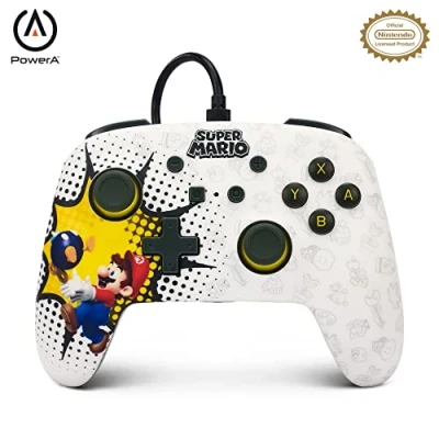 Image of PowerA Enhanced Wired Controller for Nintendo Switch and Oled Model, Advance Gaming Buttons, 3.5mm Stereo Jack Anti Friction Rings, Officially Licensed: Bob omb Blast