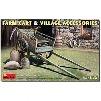 Image of Miniart MIN35657 1:35 Farm Cart with Village Accessories Scale Model kit