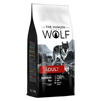 Image of the Hunger of Wolf Dry Dog Food For All Breeds, Delicate Formula with Beef and Brown Rice, Adult 14 kg