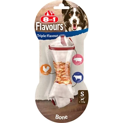 Image of 8in1 Triple Flavour bone S chewy dog with chicken fillet, pork hide and beef hide, 1 pc.