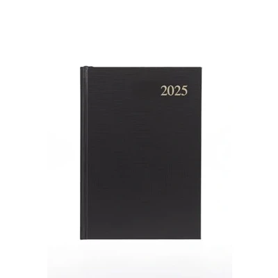 Image of Collins Essential 2025 Business Diary A5 Day to a Page Planner with Leathergrain Hardback Cover Black ESSA51.99 25