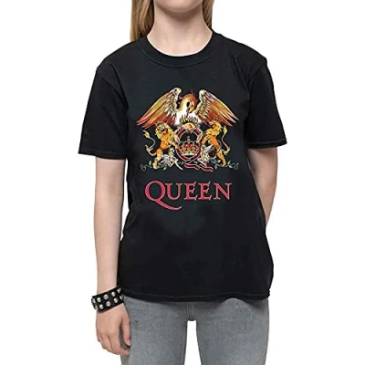 Image of Queen Childrens/Kids Classic Crest Cotton T Shirt (11 12 Years) (Black)