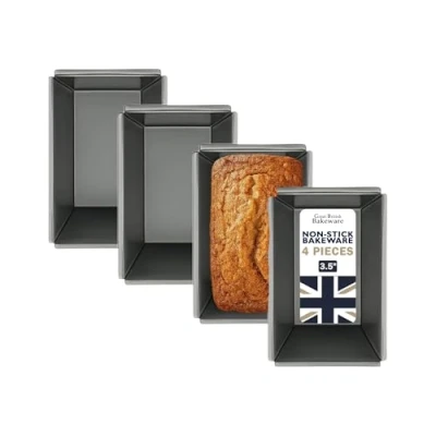 Image of Samuel Groves 4 x Mini Bread Cake Meat Loaf Pan 9cm Tins Non Stick Made in England (4 Tins)