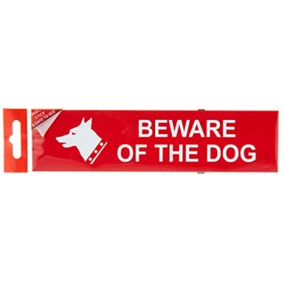 Image of Scan SCA5251 Self adhesive PVC sign Beware of the dog White, 200 x 50mm