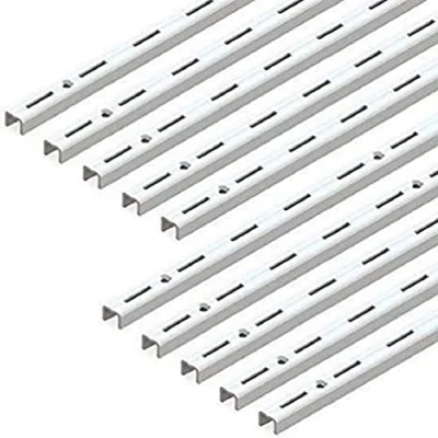 Image of Emuca Single Slot Wall Rail (Grid Dimension: 50mm), Profile for Shelf Brackets, White, L 1000mm, Set of 10 Pieces